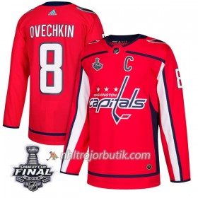 Män Ishockey Washington Capitals Tröja Alex Ovechkin 8 2018 Stanley Cup Final Patch Adidas Röd Authentic